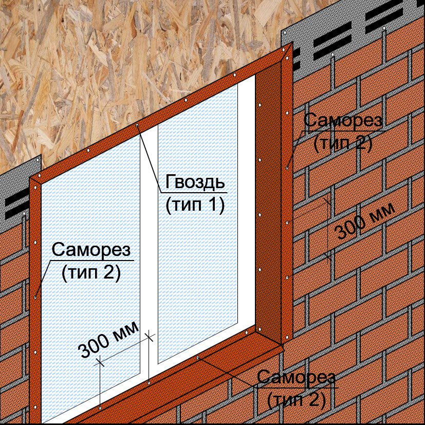 Крепление металлических наличников с посыпкой brick